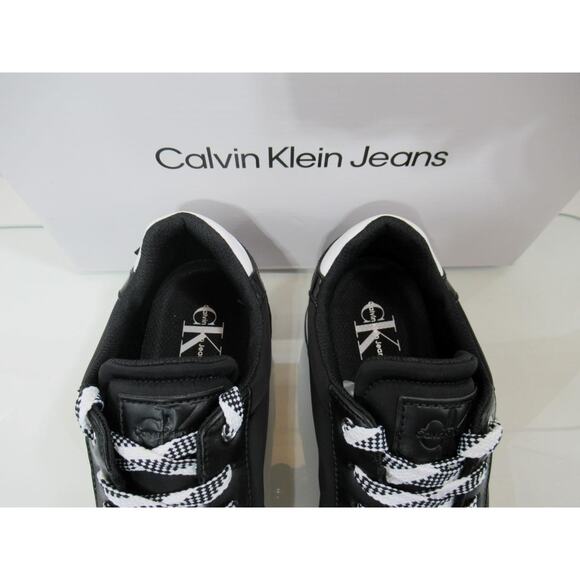 Women's Calvin Klein Jeans Cayle Logo Lace Up Sneakers Black Fabric Size 8.5 - Picture 5 of 8